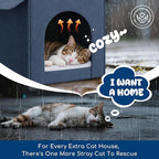 Outdoor Cat House Weatherproof, Insulated Cat Dog Houses for Outdoor/Indoor Cats for Winter, Waterproof Feral Stray Cat Shelter with Warm Cushion for All Seasons, Easy to Assemble, Navy Blue