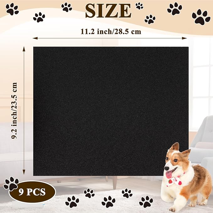 9 Pcs Dog Nail File Scratcher Self-Adhesive Replacement Sandpaper for Dog Scratch Pad Nail Files for Pet Manicure & Pedicure, Litter Box, Furniture or Any Flat Surface (9.2''x11.2'')