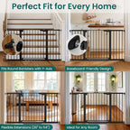 Cumbor 2 Pack 30-54" Baby Gate for Stairs, Dual Lock & Self-Closing Dog Gate for Doorways, Easy Install Pressure Mounted Pet Gates Indoor, Easy Walk Thru Wide Safety Proofing for Babies & Pets, Black