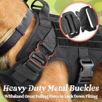 rabbitgoo Tactical Dog Harness for Large, Heavy Duty Pet Harness with Handle, No-Pull Service Vest Large Breed, Adjustable Military Dog Vest for Training Hunting Walking, Black, XL