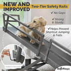 Dog Ramp for Bed, by DoggoRamps – Solid Hardwood Adjustable Dog Ramp for High Beds (up to 37" Tall) with Two-Tier Side Rails & Non-Slip Grip – Small Dog Bed Ramp up to 50lbs – 100% Made in N America