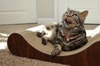 Necoichi Cardboard Cat Scratcher Bed for Indoor Cats - Cat Scratching Board, Horizontal Cat Scratch Pad Lounger with Reversible Usability and Extra Comfort for Lounge, Curved (23" Large, Dark Cherry)