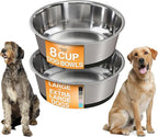 Neater Pet Brands Stainless Steel Dog Bowls with Non-Slip Rubber Bottom – Set of 2, 8 Cup (64 oz), Black - Heavy Duty Metal Dog Bowl, Dishwasher Safe, Food or Water Bowl, Ideal for Large Dogs