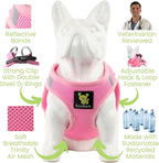 EcoBark Premium Quality Dog Harness - Teacup Dog Harnesses - Step in Halter Vest - Eco-Friendly Luxury Soft Mesh Halter - No Pull Mini Chest Body Collar - for Puppy & Toy Breeds (XXS, Baby Pink)