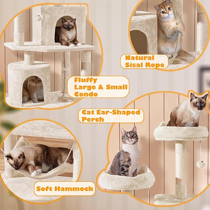 Topeakmart 70.5 Inches Multi Level Cat Tree, Cat Tower Kitten Condo with 2 Condos & 2 Foam-Padded Perches & Scratching Post, Cat Activity Center for Play