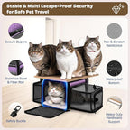 Top and 2 Sides Expandable Cat Carrier 18x11x11, TSA Airline Approved Dog Carriers for Small Dogs, Soft-Sided Pet Carrier with Self-Locking Zippers for Kitten,Rabbit, Puppy, Guinea Pig Purple