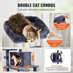 VEVOR Cat Tree for Indoor Cats, 68.5" Cat Tower with 2 Cat Condos, Sisal Scratching Post, Hammock, Top Perch, Jumping Platforms, Large Cat Furniture Activity Center with Hang Ball, Dark Grey