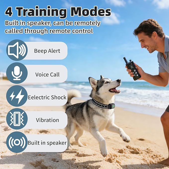 Dog Shock Collar-4900Ft Dog Training Collar with Remote,IP67 Waterproof Electric Collar with 4 Training Modes,Support Remote Calling Feature,Rchargeable E-Collarfor All Dog Sizes (10-120lbs)