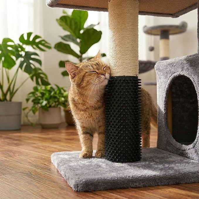 Multi-Level Cat Tree for Indoor Cats, Cat Tree Tower with Big Cat Hammock, Indoor Climbing Activity Tower with Scratching Posts, Grey
