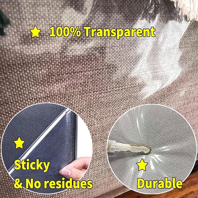 KEYIDE 197"X12" Cat Scratch Furniture Protector from Cats Scratching Claws, Thicken Self-Adhesive Plastic Cover Couch Corner Protectors Guards Deterrent for Sofa Door Chair Table Leg