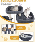 Cat Tree, 200cm XXL Cat Tree with 10 Scratching Posts, 2 Caves, 2 Hammocks, Large Platform, Cat Brushes, Basket, Heavy Duty Cat Tree for Maine Coons, Large Cats, Dark Grey MS20018SG