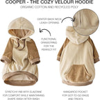Cooper II Organic Cotton Velour Dog Hoodie Pet Coat for Small, Medium and Large Dogs, Coffee Color Block, XX-Large (70-110 lbs)