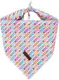 Elegant little tail Easter Dog Bandana, Bunny with Flower 1PC Washable Dog Scarf Female or Male Square Bib Kerchief Scarf Adjustable Pet Bandana for Medium Large Dogs