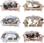 Cat Scratcher Bed, 23 Inch Kitty Couch and 17.3 Inch Scratch Box with Pad, Modern Large Kitten Lounger for Indoor Cats,Unique Cute Corrugated Cardboard Cat Sofa Scratcher,