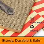 2 Pack Cardboard Cat Houses with Scratcher, 16.5''x12.25''x15'' Cat Hideaway Playhouse, Kitty Scratching Beds for Indoor Cats, Pizza Shop Cat Furniture Condo Cave Tent for Bunny Small Animals