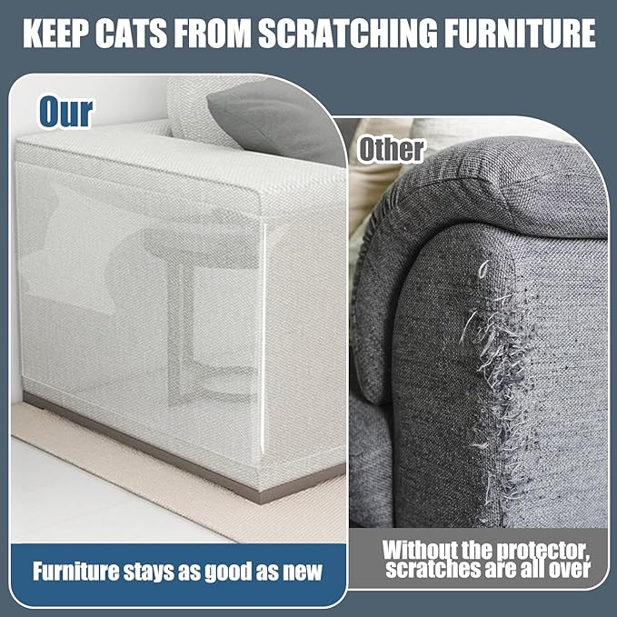 Cat Scratch Couch Furniture Protector, Self-Adhesive & Cuttable Furniture Scratch Protector Pad, Wear-Resistant Wall & Sofa Guard, Multi-Functional Cat Scratcher 196 * 7.87in