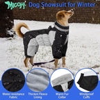 MIGOHI Full Body Dog Coat - Warm Reflective Large Dog Winter Coat with Harness,Turtleneck Fleece Jacket for Dogs,Four-Leg Windproof Puffer Jackets Snowsuit with Zipper for Small Medium Large Dogs,3XL
