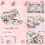 Elegant Little Tail Vintage Flower Dog Bandana - Washable Square Dog Scarf - Adjustable Size Small, Medium, Large - For Girls and Boys