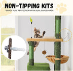 DWVO Cat Tree with Leaves for Large Cats: 72.8" Tall with Self-Grooming Brush, Cute Kitten Climbing Tower for Indoor Kittens with Cat Condo, Top Perch, Basktet, Sisal Scratching Posts, Dangling Ball