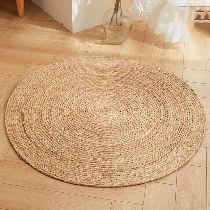 9.8In Cat Scratcher Pad - Hand-Woven Natural Cattail Mat, Spiral Texture Cat Scratching Pad for Kittens/Small Cats, Cat Scratch Furniture Protector