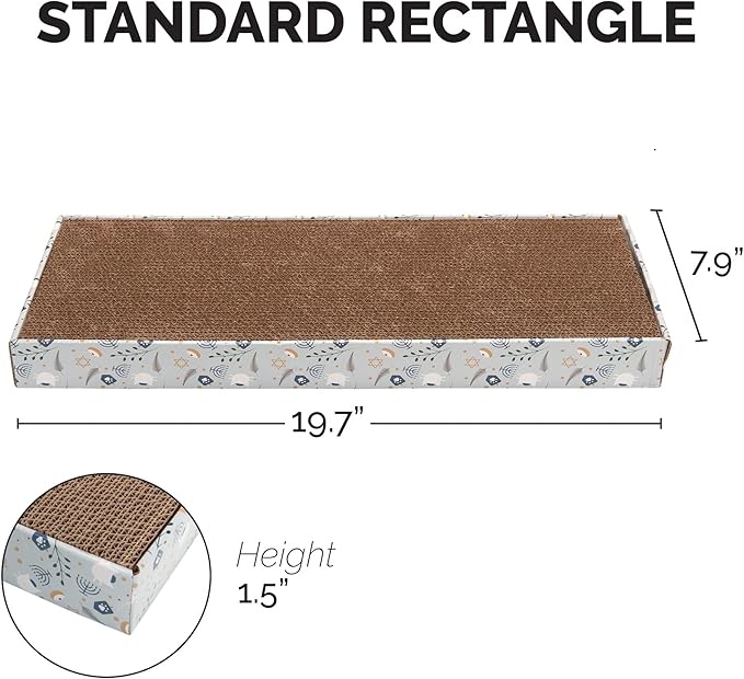 Furhaven Scratching Board w/ Catnip for Indoor Cats, Reversible - Holiday Corrugated Scratcher Pad - Hanukkah Print, One Size