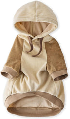 Cooper II Organic Cotton Velour Dog Hoodie Pet Coat for Small, Medium and Large Dogs, Coffee Color Block, X-Small (5-12 lbs)