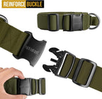 OneTigris Tough Dog Collars, Tactical Dog Collar with Handle, Milltary Adjustable Dog Collar with Heavy Duty Metal Buckle for Training (Large(Pack of 1), Green)