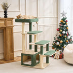Modern Wood Cat Tree Tower for Large Cats - 43.5" Indoor Wooden Cat Condo with Sisal Scratching Posts, Washable Cushions, Large Top Perch & Easy Climb Steps for Elderly/Short-Legged Cats Multi-Cat Use
