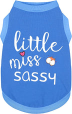 Paiaite Dog Clothes Fashionable Sleeveless Pet Vest: 'Little Miss Sassy' Printed Cotton Dog Shirt, Ideal for Small, Medium, and Large Breeds, Ensuring Comfort and Breathability Blue L