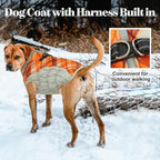 Lelepet Warm Dog Winter Coat Dog Coats for Small Dogs Waterproof Dogs Jacket with Harness Built in Reflective Cold Weather Coats Windproof Zip-Up Winter Fleece Vest Snowsuit Yorkie Orange Plaid S