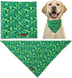 St. Patrick's Dog Bandana, UP URARA PUP Shamrock Triangle Bid Scarf for Medium Large Dogs, Cotton Kerchief for Girl Boy Puppies, Cute Spring Green Bandana,S