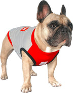 iChoue French Bulldog Summer Cooling Shirt for Dogs UV Sun Protection Vest Sleeveless Stretchy Tank Top English Pug Grey Red - Small