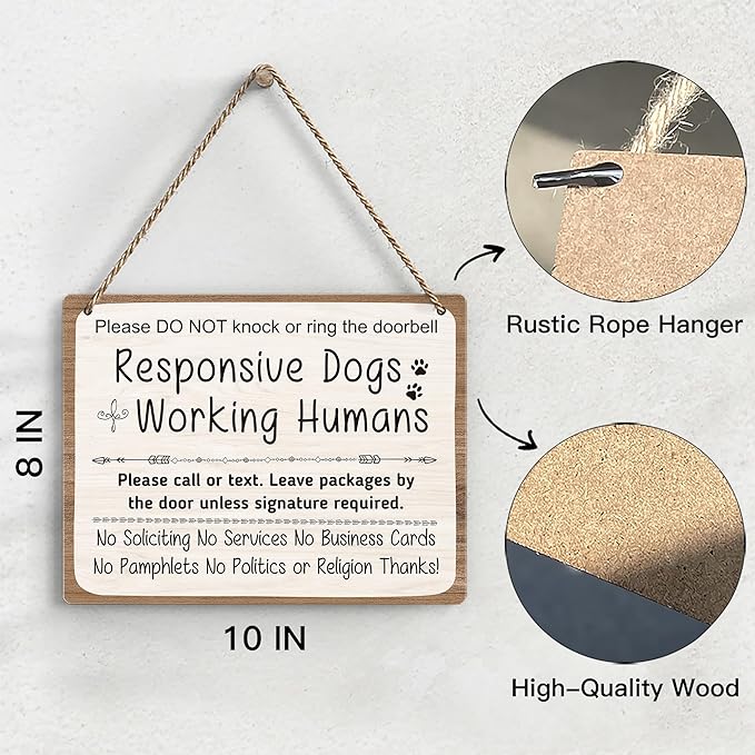No Soliciting Sign For House, Do Not Knock Or Ring Doorbell, Do Not Knock Or Ring Doorbell, Rustic Hanging Sign For Front Door, Nursery Home Bedroom - f004