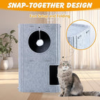 Cat House for Indoor Cats, 2-Storey Cozy Felt Cats Hideaway for Multiple Cats, 23.6x15x11 inches, Gray