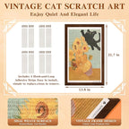 Wall Art Cat Scratcher Sisal Mat, No-Drill Wall Mounted Cat Scratch Pad with Frame, 13.8 x 21.7 Inch Cat Wall Scratchers for Indoor Cats（Sunflower）