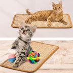 Tuanse 4 PCS Cat Scratcher Mat, 15.7 x 7.8 Inches Sisal Cat Scratching Pad, Horizontal Floor Scratching Pad Rug with Adhesive Loop Tape for Protect Couch and Carpets(Khaki)