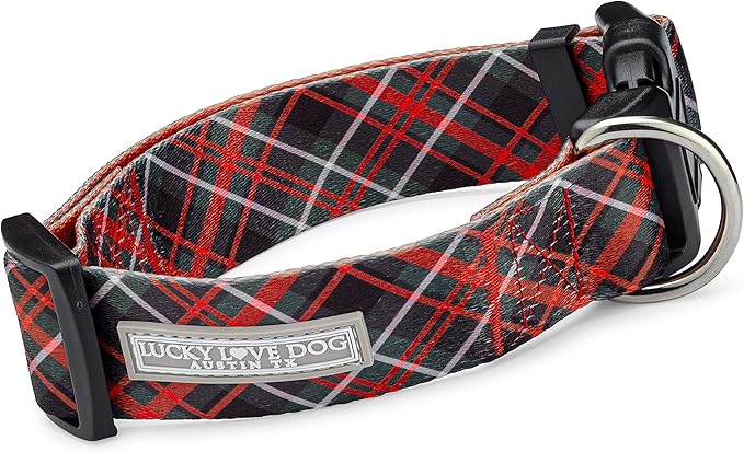 Lucky Love Dog Wide Dog Collar - Adjustable, Durable, Soft Webbing, & Comfortable 1.5 inch Wide Collar for Dogs Male and Female with Strong Buckle - Heywood, Large