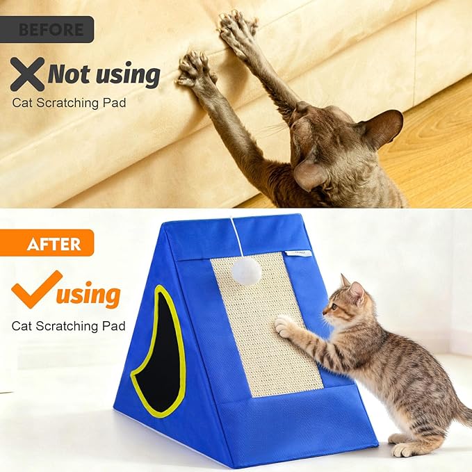 Upgraded Cat Scratcher House, 3 in 1 Foldable Sisal Cat Scratcher, Double-Sided Usability, Durable Cat Furniture for Cats to Play, Scratch, and Sleep