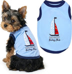 Parisian Pet Dog Shirt – 100% Cotton Shirts for Small Dogs – Nautical Sleeveless Puppy Vest – Lightweight and Breathable Pet Apparel – Pullover Summer Dog Clothes - Stretchy Funny T Shirts for Dogs