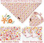Floral Dog Bandana, UP URARA PUP Flowers Triangle Bid Scarf for Medium Large Dogs, Cotton Kerchief for Girl Boy Puppies, Cute Spring Blossom Bandana,L