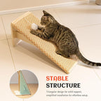 PETKARAY Inclined Cat Scratcher, Sisal Scratching Ramp for Indoor Cats, 24.8'' Cat Scratch Post for Couch, Replaceable Sisal Scratch Pad with Toy Ball, Classic