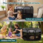 Dog Playpen, Portable Puppy Pet Crate Indoors for Small/Medium/Large Dogs Cats Rabbits, Foldable Dog Cage Enclosure for Outdoor, Pop Up Dogs Tent Kennel with Carrying Case, Dark Grey