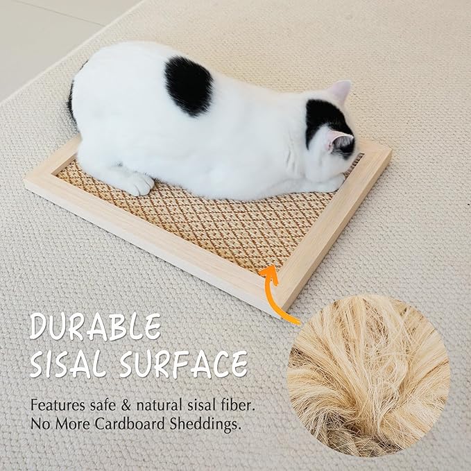 PETKARAY Sisal Corner Cat Scratcher, 22" Large Cat Wall Scratcher, Scratching Post for Indoor Cats, Wall Mounted Sisal Scratch Pad with Toy Ball