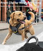 Joytale No Pull Dog Harness for Large Dogs, Reflective Pet Vest with Front Clip, Adjustable Soft Padded Harnesses with Easy Control Handle for Training and Walking, Gray, L