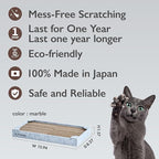 nyans Handcrafted Japanese Cardboard Cat Scratcher, Premium Low-Mess Corrugated Scratcher Box, Minimal Design for Indoor Cats, Helps Protect Furniture, 15.9 in (Box) (Marble Print)