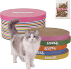 CSR1012A Kate 12" Modern Patterned Cardboard Reversible Cat Scratcher Pad in Box with Catnip, Multi-Colored (5-Pack)
