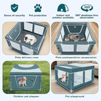 Dog Kitten Playpen with Cover, 42x42 x25.5 Puppy Playpen for Small Pet with See-Through Topper Proof, Green