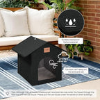Love's cabin Outdoor Cat House Weatherproof, Insulated Feral Cat House Outdoor for Winter, Waterproof Outside House for/Indoor Cats, Shelter with Removable Soft Cushion,Black