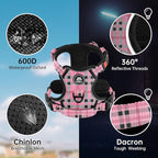NESTROAD No Pull Dog Harness with Leash, Reflective No Choke Pet Vest Harness,Adjustable Soft Padded Dog Harness with Easy Control Handle for Small Dogs(Checkered Pink,Small)