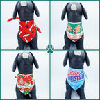 10pcs Christmas Dog Bandanas for Medium Breed Kerchief Triangle Bibs Scarves Snowman Santa Claus Elk Christmas Tree Pattern Girl Boy Grooming Costume